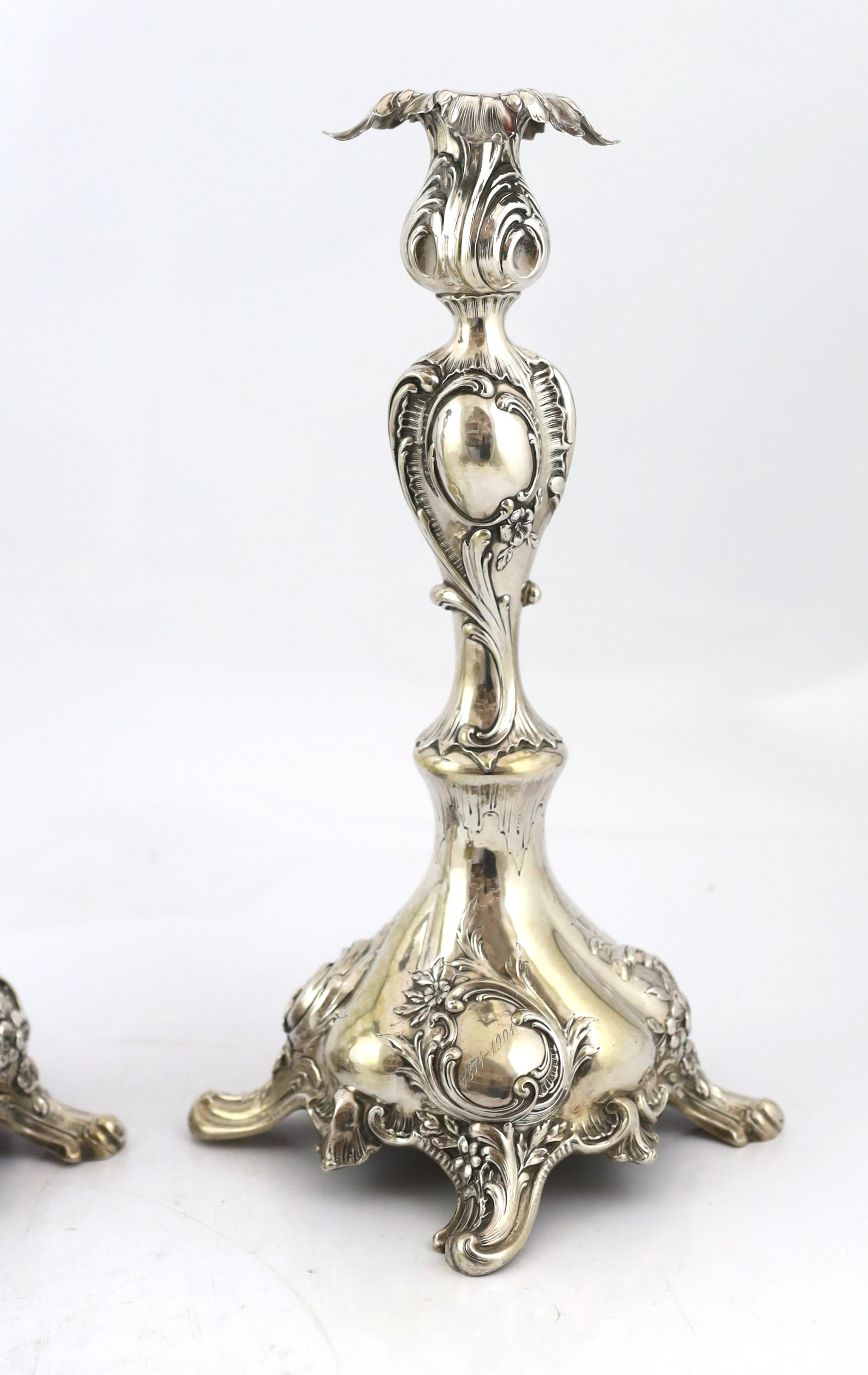 A pair of early 20th century German 800 standard silver candlesticks, by Schmedlin